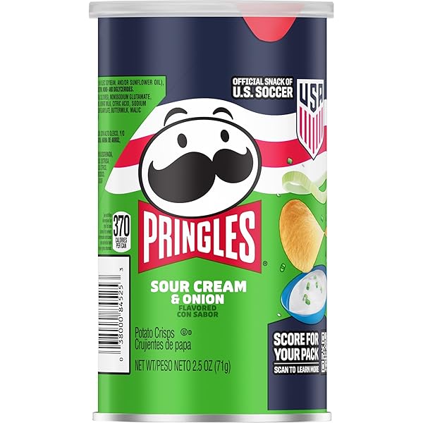 PRINGLES POTATO CRISPS CHIPS, LUNCH SNACKS, OFFICE AND KIDS SNACKS, GRAB N’ GO, SOUR CREAM AND ONION, 1.88 POUNDS (12 CANS)