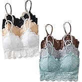 BEAUDRM Women's 6 Pack Lace Wireless Bralette Push Up Cami Bras Everyday Comfy Camisole Underwear