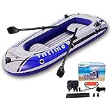 EPROSMIN 4 Person Inflatable Boat Canoe - 【Blue+Gray】 9FT Raft Inflatable Kayak with Air Pump Rope Paddle 【US in Stock】 2,3 o