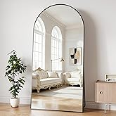 FlyEcho Full Length Mirror, 71"x30" Arched Full Body Mirrors, Large Floor Mirror with Stand, Hanging Mounted for Bedroom Living Room Cloakroom, Aluminum Alloy Frame, Black