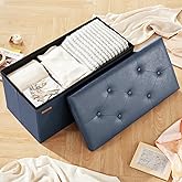 HAUSFRAU - Storage Ottoman Bench, 30 Inches Button Tufted Upholstered Ottoman Footstool with Storage for Living Room Bedroom 