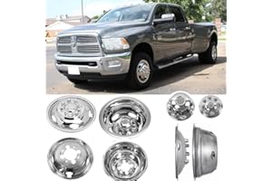 BOOGADEE 4pcs 17inch Polished Stainless Steel Dually Wheel Simulators, Bolt On Wheel Cover with Removable Centre Cap,8 Lug Hubcaps Fit for 03-18 Dodge Ram 3500 with Installation Tool C17D8