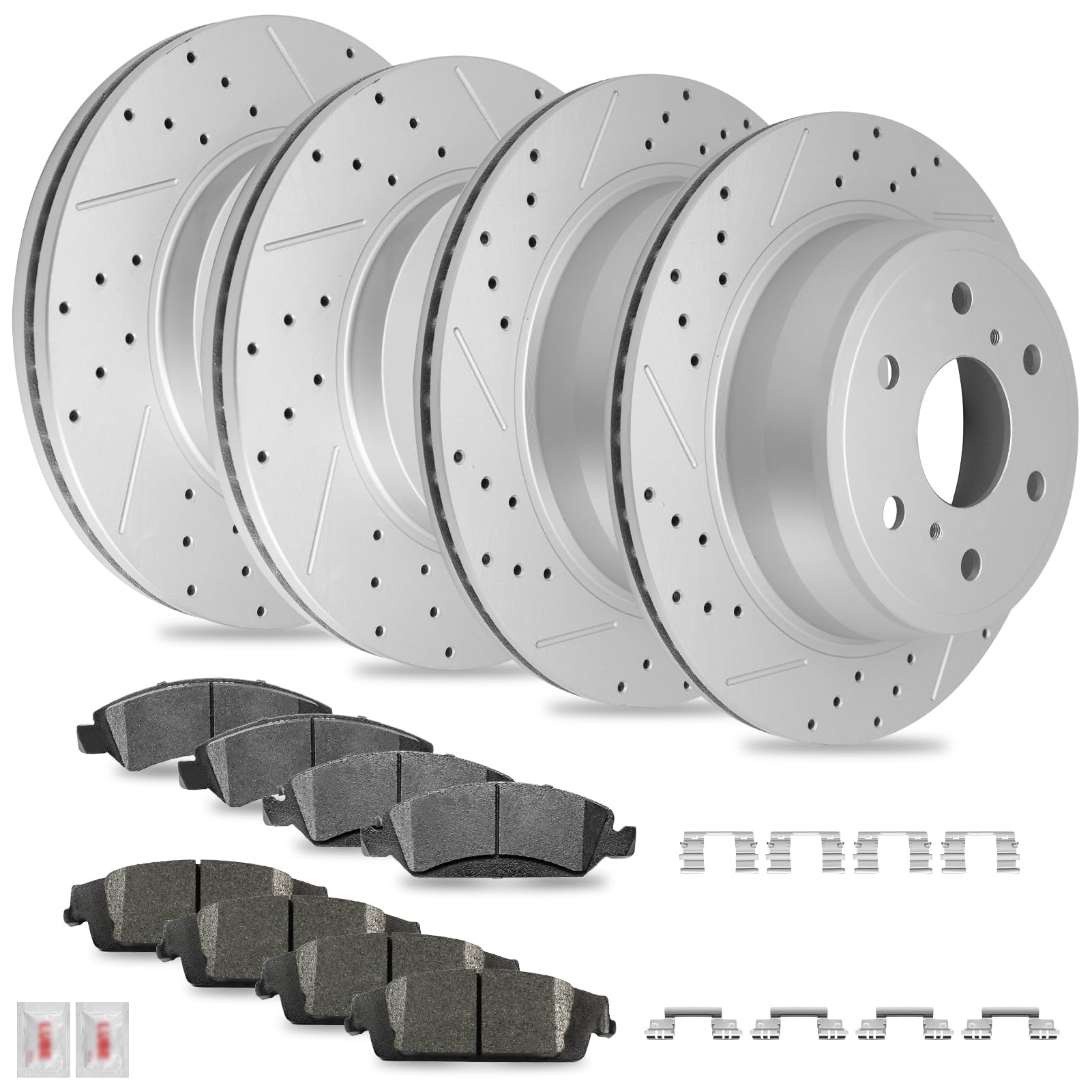 Photo 1 of (please see all images) ACB ZONE Disc Brake Kits with Pads and Rotors Front & Rear Drilled Slotted Vented Rotor
