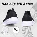 Hanani Mens Womens Slip On Trainers Breathable Lightweight Shoes Black White view 5