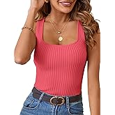 MEROKEETY Women's Ribbed Knit Tank Tops 2026 Square Neck Sleeveless Summer Basic Shirts Sweater Vest