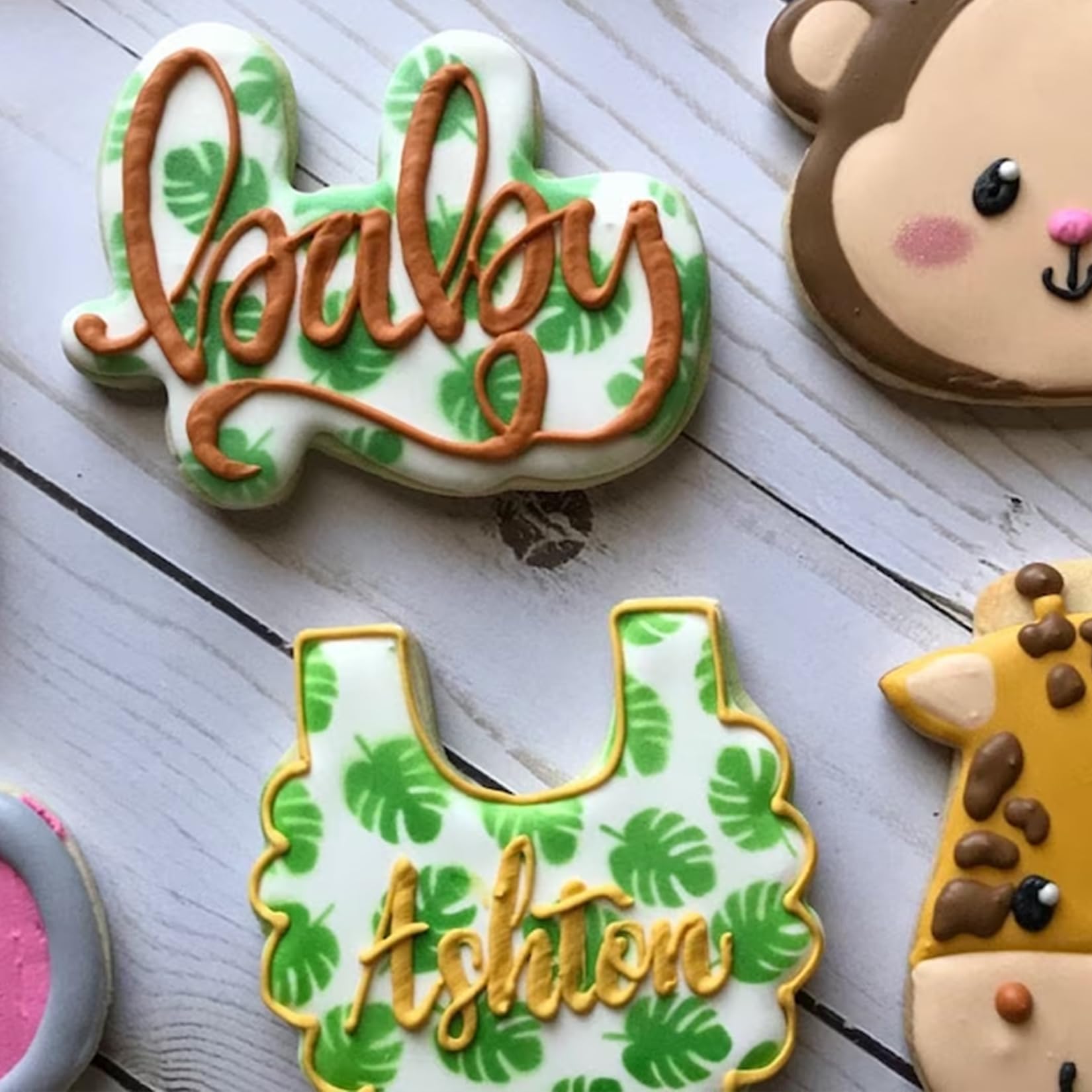 Cookie Stencils for Baking Royal Icing Leaf Stencil Airbrush Flower Hibiscus Vine Rose Stencil Templates for Cake Stencils Decorating Buttercream (Leaf Cookie)