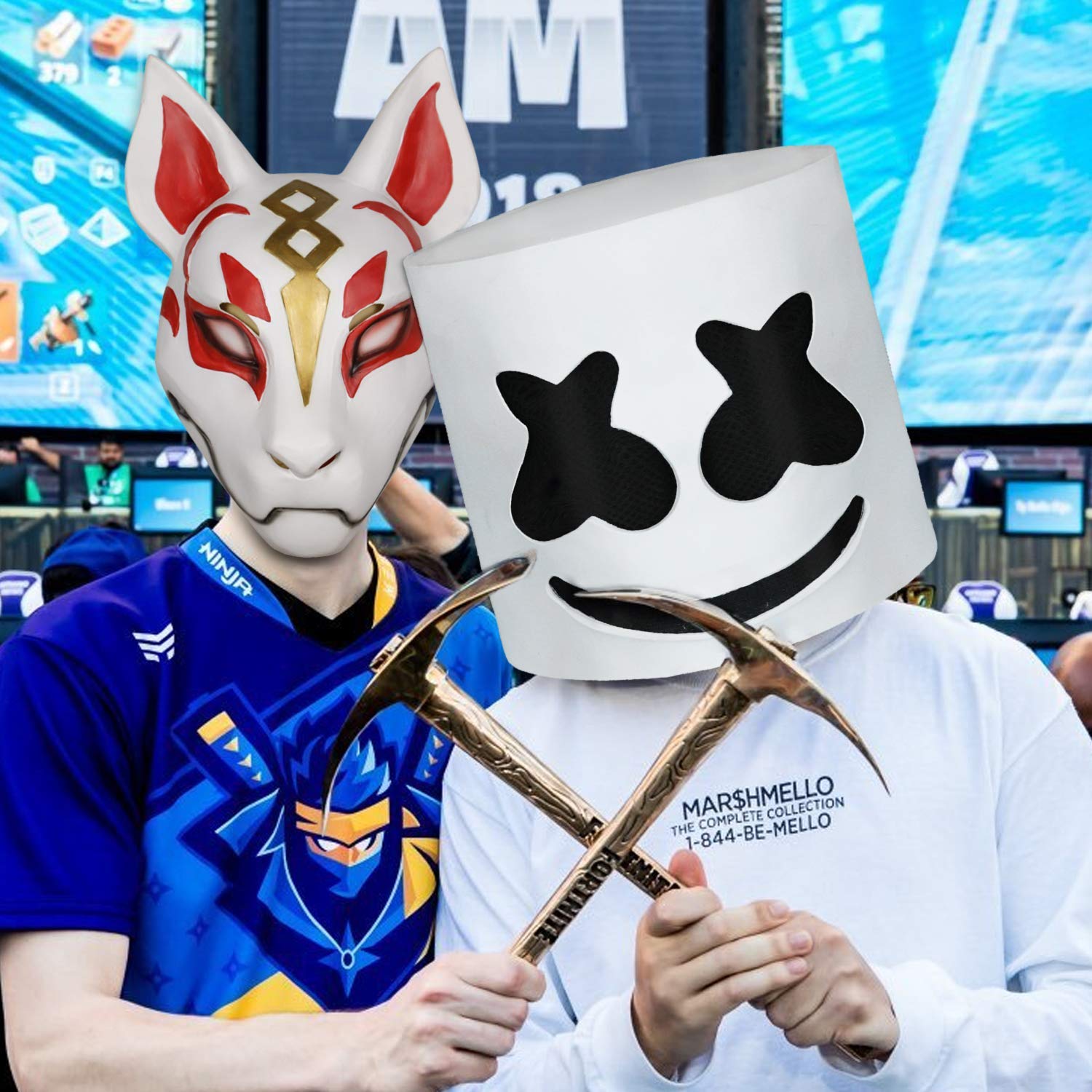 Demi Sharky DJ Marshmello Helmet/Marshmellow mask for Kids＆Adult/Latex Marshmello Mask for Music,Party etc