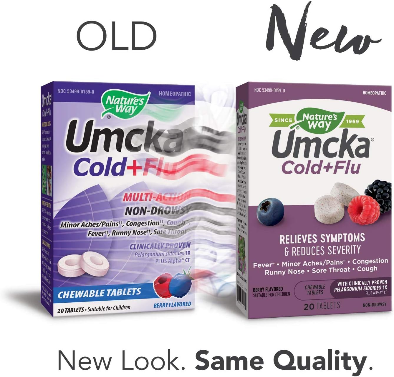 Nature's Way Umcka Cold+Flu Multi-Action Non-Drowsy, Berry Flavored, 20 Chewables: Health & Personal Care
