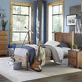 Grain Wood Furniture Shaker Solid Wood Panel Platform Bed, Twin Size, Walnut