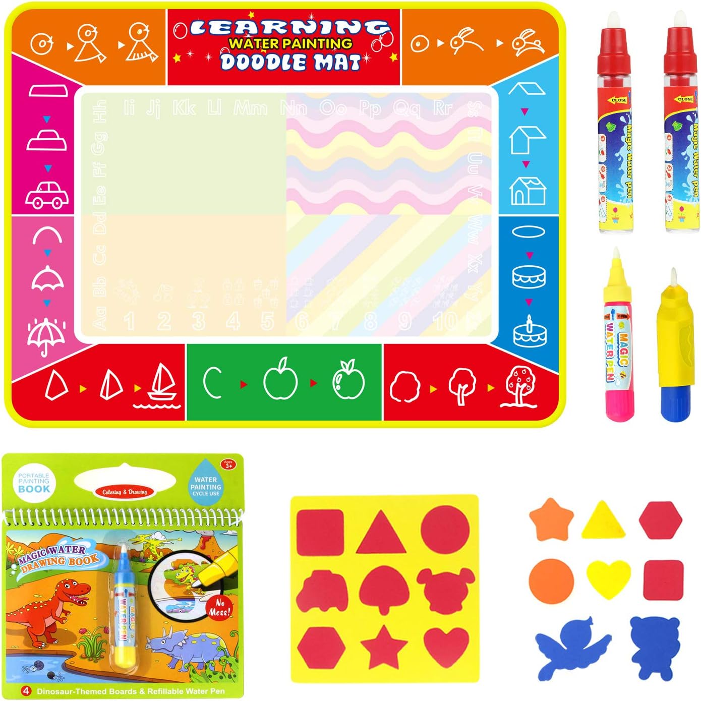 jenilily Water Drawing Mat Dinosuar Colouring Book 120x90cm Doodle Mat Learning Toys For Kids Boys Girls