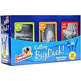 Party Dimensions 300 Count Plastic Cutlery Combo Box, Disposable Clear Plastic Silverware Utensils Set, 100 Forks, 100 spoons, 100 knives