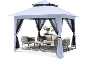 ABCCANOPY Pop Up Gazebo 13x13 - Outdoor Canopy Tent with Mosquito Netting for Patio Garden Backyard (White)