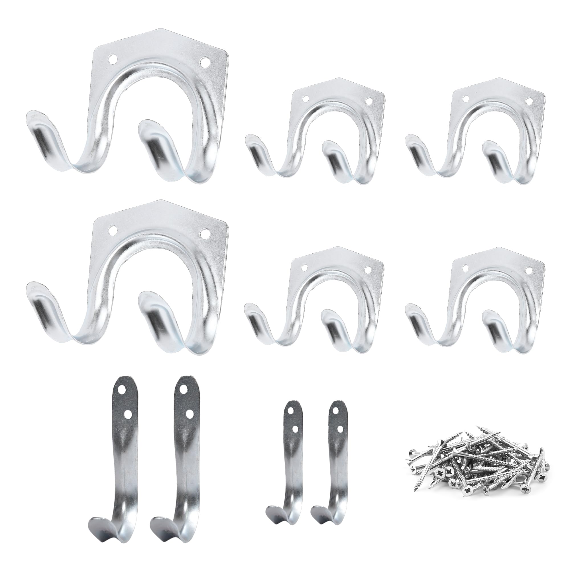 Jumbo Wall-Mounted Shed Hook Set - 10 Pcs Garage Tool Organizer Hanger for Broom, Warehouse, Garden and Storage