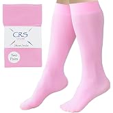 CRS Cross Figure Skating Socks. Knee High Ice Skate Tights. 2 Pair | Soft Microfiber / Spandex Skating Socks with a Comfortable Knee-High Fit. Includes 2 Pairs. One Size Fits Children &amp; Ladies