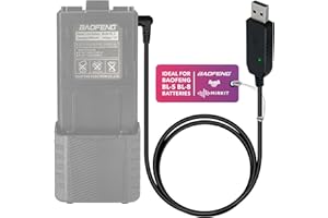 Mirkit 2.5mm USB Charger Cable with Light Indicator for Baofeng Battery UV-5R and UV-82 3800mAh BL-5L and BL-8 High Capacity Batteries for Two Way Radios