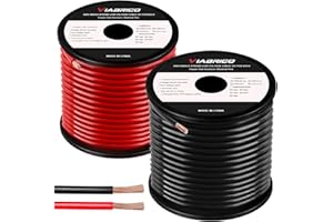VIABRICO 8 Gauge Wire, for Automotive Power/Ground, Battery Cable, Car Audio, RV, Amp, CCA, Automotive Wire, Amp Kit, Battery Cables, Wiring Kit, (30 feet Each- Black/Red)