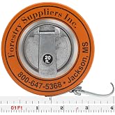 Forestry Suppliers English Diameter Tape 76 in White Steel Line Model 347D | enameled with black graduations, 20 ft linear, claw hook, handcrank rewind, 10ths and 100ths, 3-1/2 x 1 in case