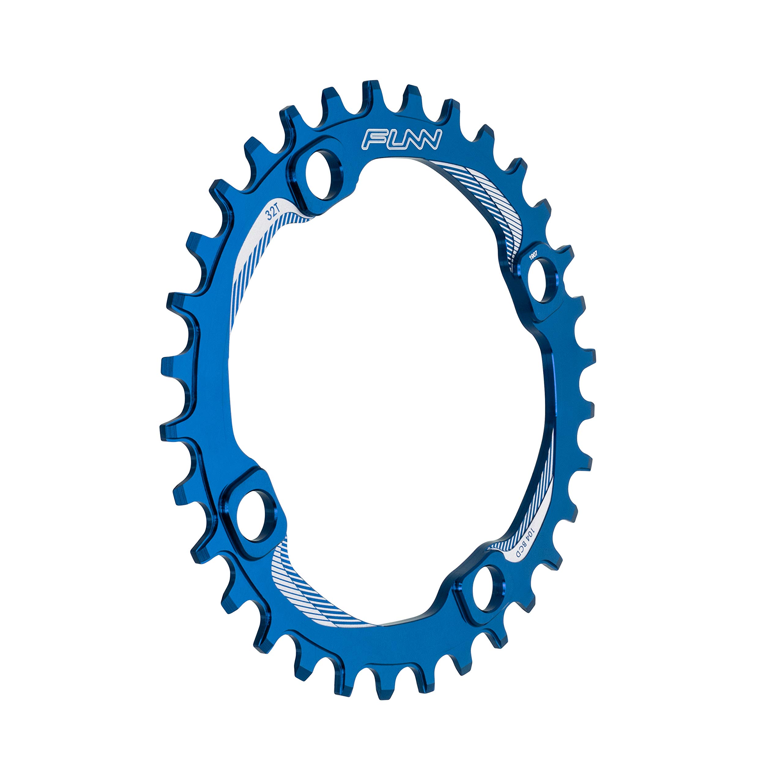 Funn Solo Narrow Wide Chainring for 9 10 11 12 Speed Chain, Fits 104mm BCD Interface Crankset, Single Speed Bike Chain Ring for MTB, BMX Bike, Gravel Bike and Road Bike (32T, Blue)