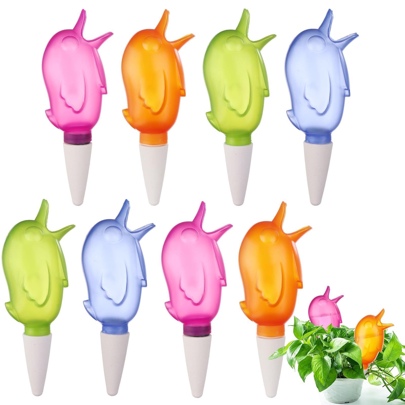 RUIYELE 8 Pack Self Watering Spike,Plant Watering Globes Automatic Drip Irrigation Self-Watering Stakes Moist Roots for Indoor Outdoor Plants,Bird Shape