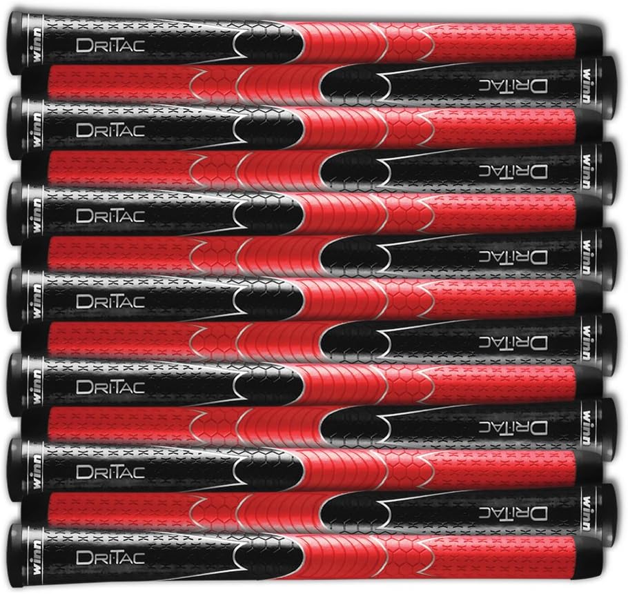 Winn Set of 9 or 13 DRITAC AVS Standard Black/RED Golf Grip. 5DT-BRD