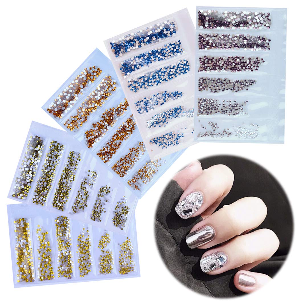 Ranvi 7200 Pieces(6 Grid) 5 Pack of Nail Art Rhinestone Decoration Style4