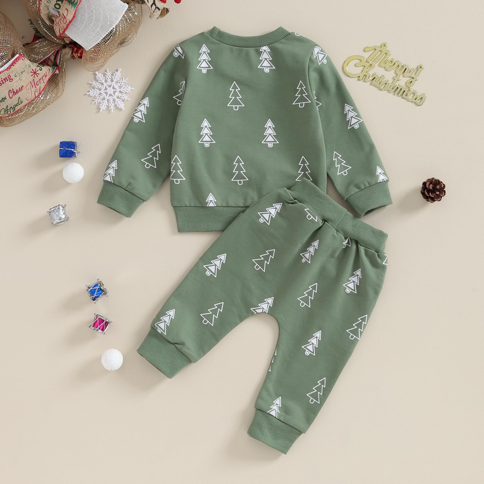 Kupretty Baby Boy Christmas Outfit Toddler Winter Clothes Santa Long Sleeve Crewneck Sweatshirts + Pants Clothing Sets