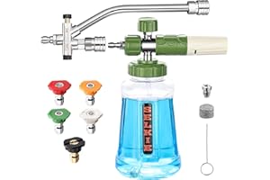 Selkie Foam Cannon with Double Tip Attachment,Adjustable Pressure Washer Foam Blaster with with Dual-Connector Accessory,5 Power Washer Sprayer Nozzles, 1/4" Quick Connect, 3600 PSI