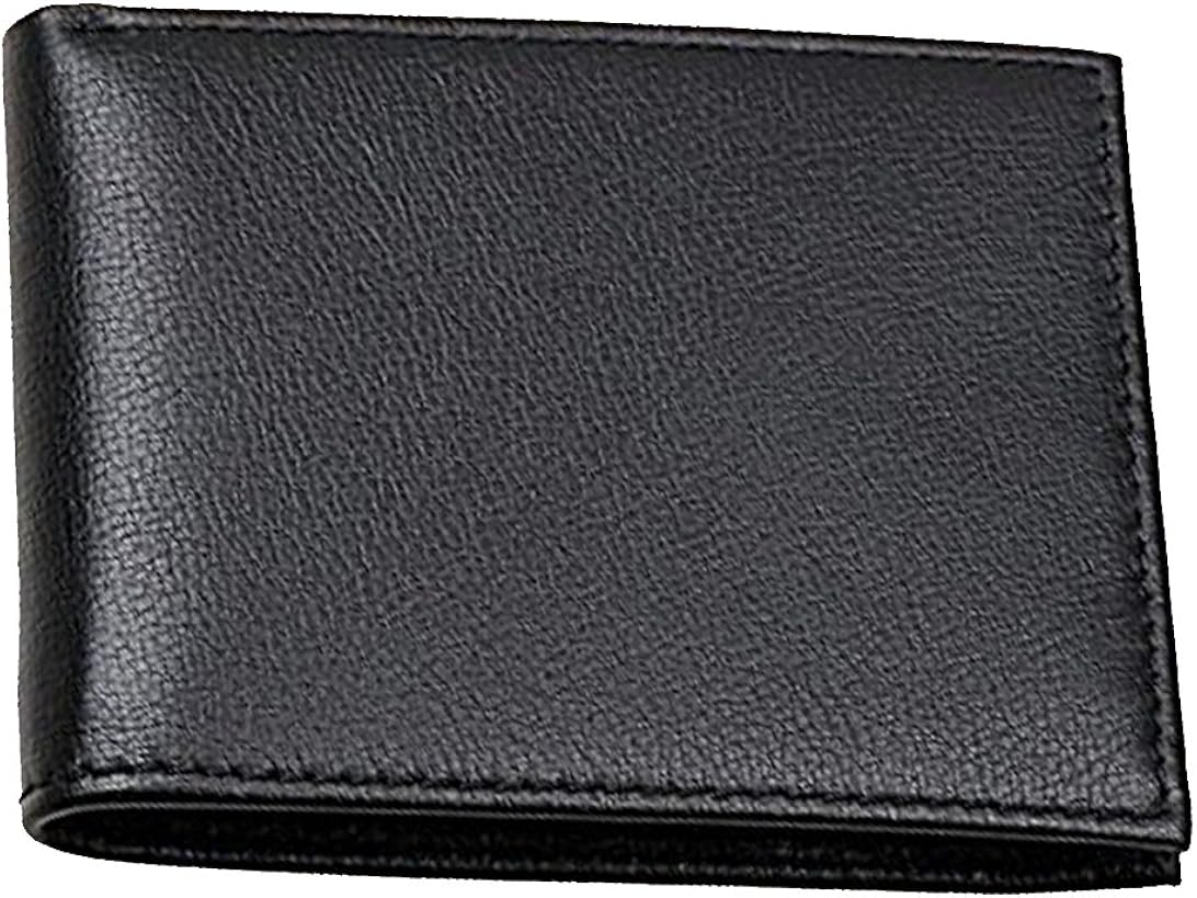 RAS Mens Slim Classic Bifold RFID Antitheft Wallet, 6 Cards Genuine Leather Billfold Wallet 125 Black, 11.5 x 9 x 1.5 cm