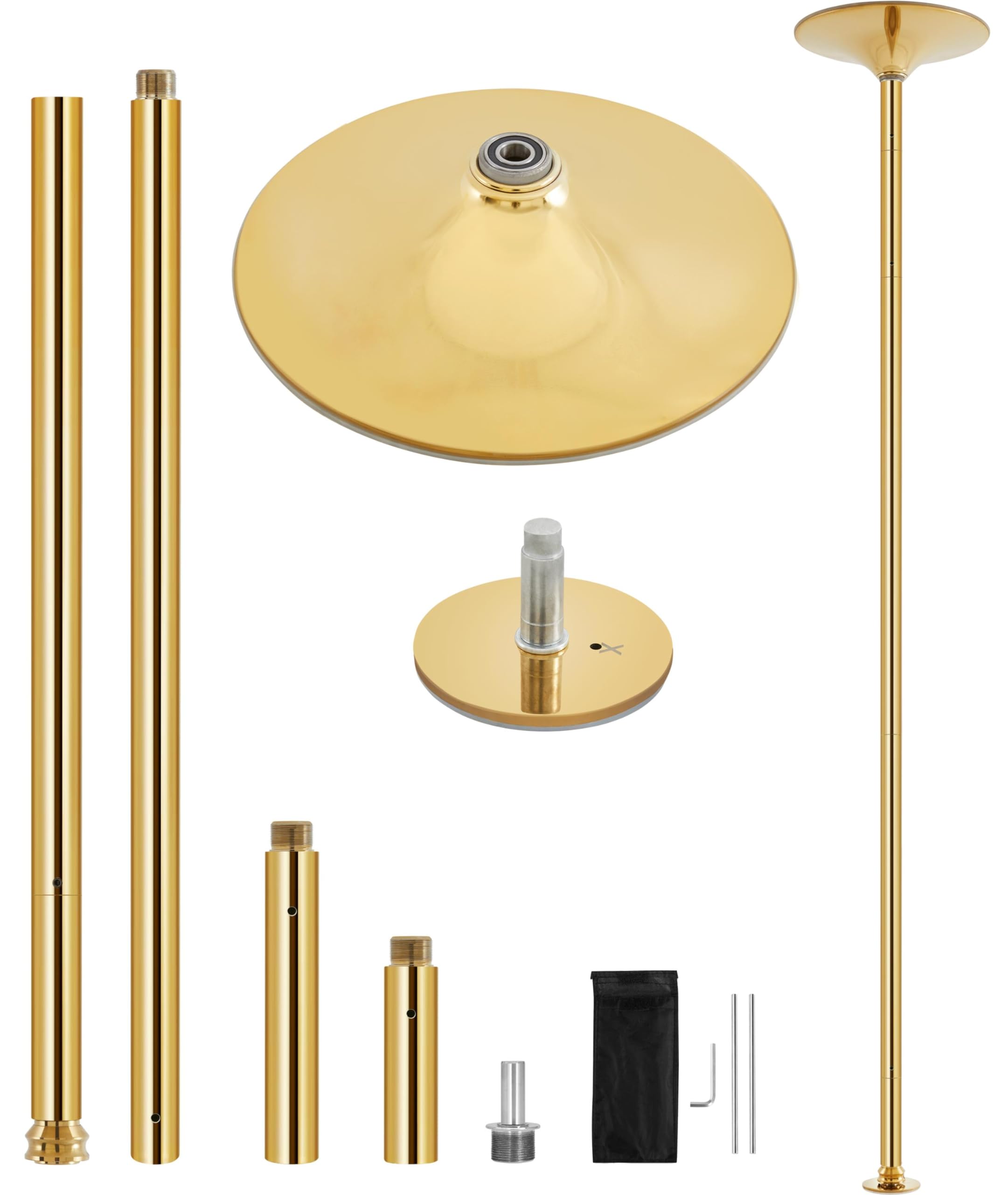 Photo 1 of Yaheetech Stripper Dance Pole Spinning Static Dancing Pole Portable Removable for Home Club Bar Gym 44.5-108.3 Height Adjudtable & Weight Capacity 500lb - Gold