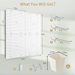 Peg board,Pegboard 32"*32",White Pegboard 4pcs and