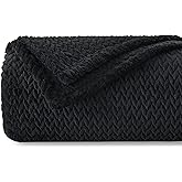 NEWCOSPLAY Super Soft Throw Blanket Black Premium Silky Flannel Fleece Leaves Pattern Lightweight Bed Blanket All Season Use (Black, Throw(50"x60"))