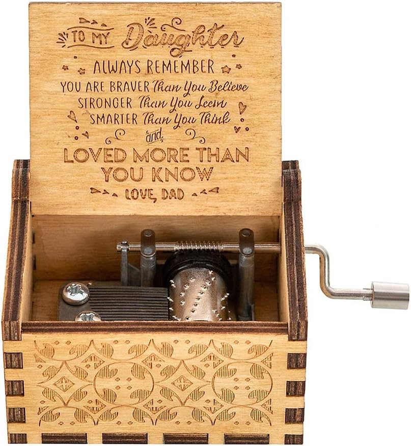 Amazon Com Mr Winder Music Box Gift For Daughter Vintage Wooden Musical Box Carved Inspirational Quotes You Are My Sunshine Hand Crank Birthday Christmas Love Gift From Dad Daddy Home Kitchen