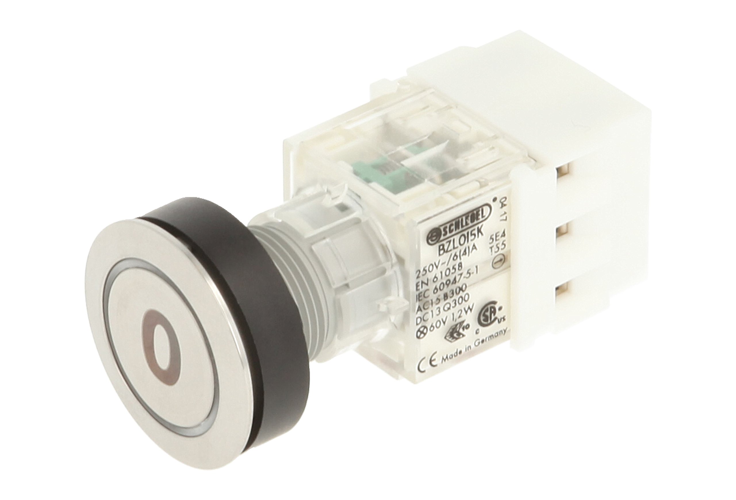 Club 23.000.901 Push Button Stainless Steel – Ring Illumination – Symbol 0 Illuminated Momentary Contact Master 1 N 1 N/O Contact and Screw On Connector LED 24 V WHITE (Pack of 2)