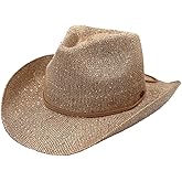 C.C Sparkly Sequin Cowboy Hat with Suede String Trim