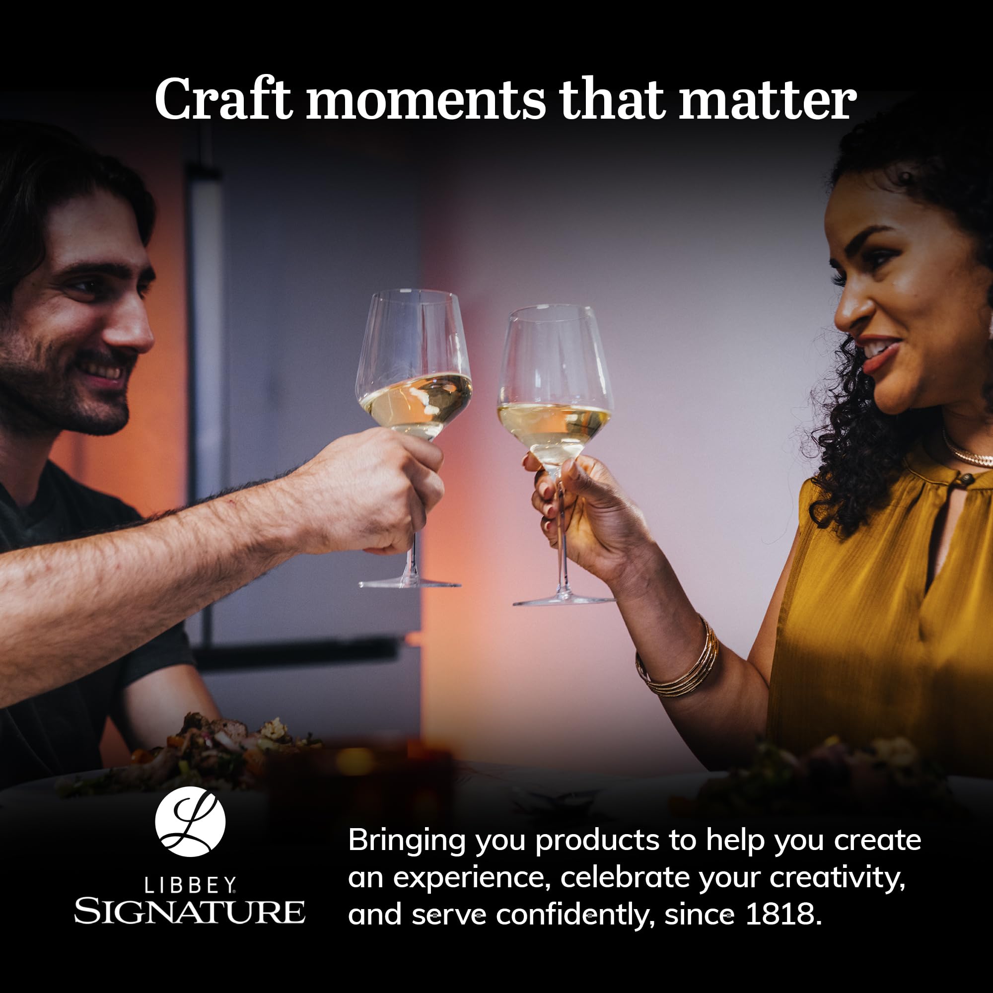 Libbey Signature Greenwich All Purpose Wine Glasses, 16 Oz Angular Wine Glass Set of 4 with Pulled Stem, Stemware Glasses for Cocktails and More