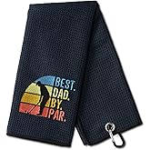 DYJYBMY Best Dad by Par Funny Golf Towel, Embroidered Golf Towels for Golf Bags with Clip, Men's Golf Accessories, Fathers Day Birthday Gifts for Golf Fan, Retirement Gift, Dad‘s Golf Towel