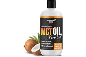 Intentionally Bare Pure C8 MCT Oil Organic - Brain Octane C8 MCT Oil for Clean Energy, Keto Paleo and Vegan Diet - Unflavored Brain Octane for Coffee, Shakes and Salads - Coconut MTC 32oz