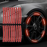 20PCS Car Wheel Reflective Decorative Strip,Night Safety Warning Stickers | Cars,Motorcycles,Bicycles are Applicable, Colorful and Diverse, a Street The Most Beautiful Car, Red