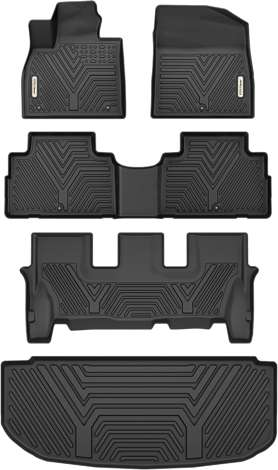 YITAMOTOR Floor Mats & Cargo Trunk Liner Fit for Hyundai Palisade 2020-2025 8 Seat (Fits Bench Seats), TPE Custom Fits 3 Rows Car Mats Automotive Liners Sets Image