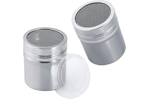 2pcs Stainless Steel Powder Shaker, Shakers Fine Mesh Shaker Powder Cans Powder Dispenser Coffee Shaker Powder Sugar Shaker D