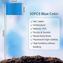 Zozen 50Pack Blue Marking Flags, Writable/15x4x5
