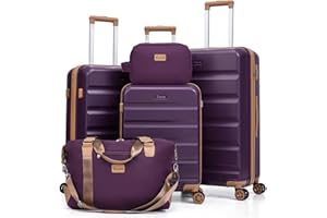 Eeeza Luggage Sets 5 Piece, Suitcases with Wheels,ABS Hard Case Luggage with TSA Lock Spinner Wheels,Carry On Luggage Set (20/24/28 Inch)