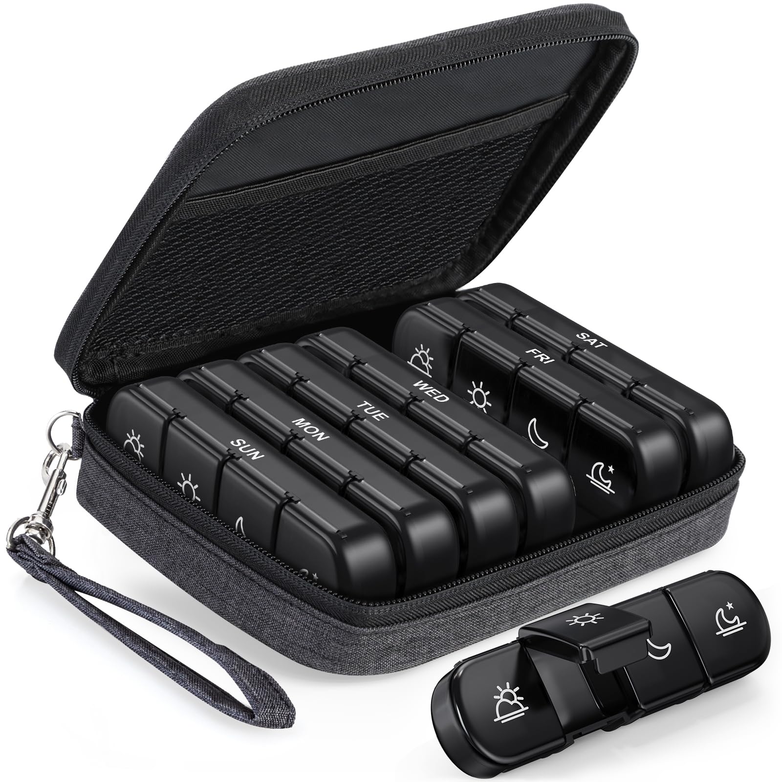 Weekly Pill Organizer 4 Times a Day with a Business Stylish Bag