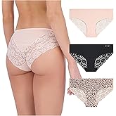 Jessica Simpson Seamless Underwear For Women, Lace Hipster Panties, Cute Breathable and Comfortable Multipack, Ropa Interior
