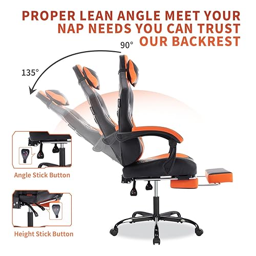 Gaming Chair with Massage,Ergonomic PC Computer Chair with Footrest  Comfortable Headrest and Lumbar Support,Hi