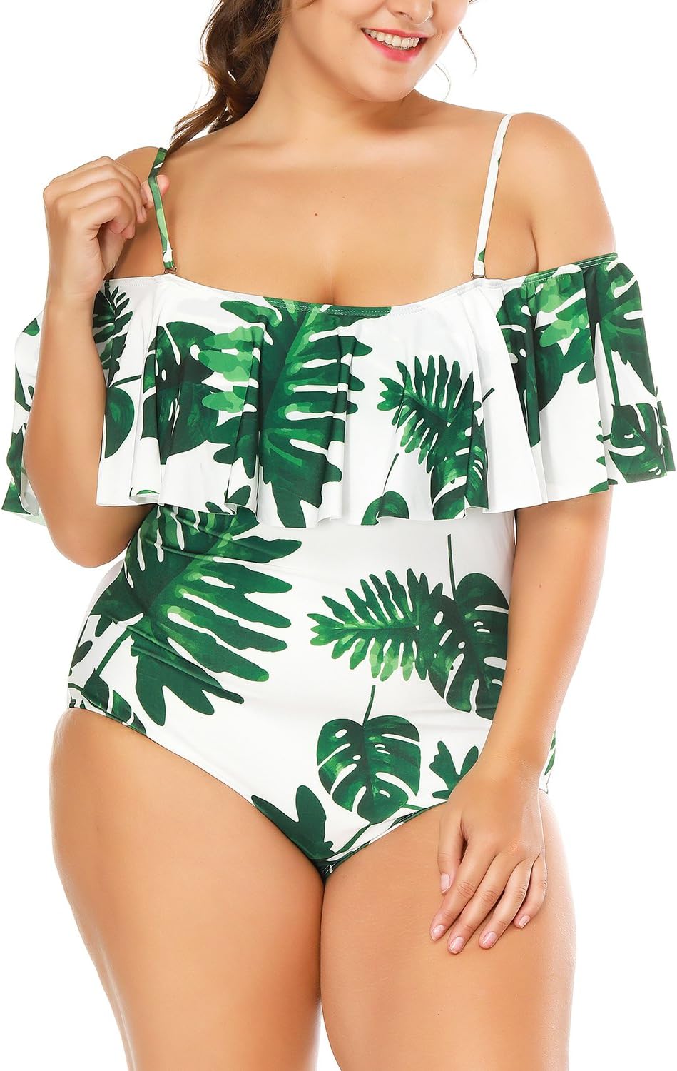 Wavely Plus Size One Piece Swimsuits for Women Tummy Control Ruffle Swimwear