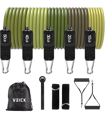 Bandes De Résistance Pour Stepper – élastiques Fitness Avec Poignées ABS, 80 Cm – Pour Yoga, Pilates, Abdos, Maison/gym