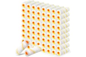 Leumoi 200 Pcs 4 Inch Mini Paint Roller Bulk Small Microfiber Roller Cover 1/2" Nap for Paint Brush for House Painting Supplies DIY Craft Home Wall Repair Tool Kit Set(Yellow)