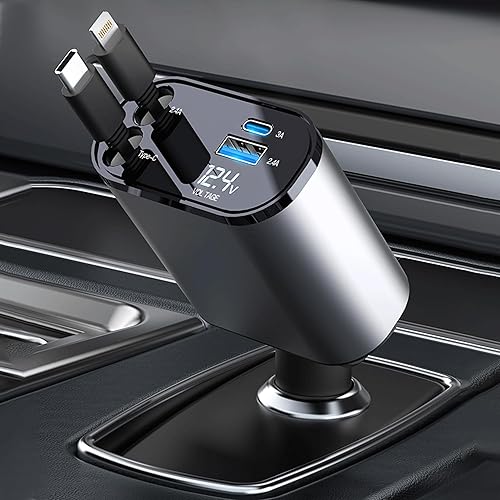 Retractable Car Charger with 100W, in Car Fast Charger for