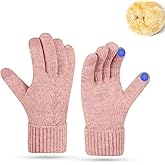 Bototack Women's Winter Warm Gloves for Cold Weather Thermal Thick Knited Touch Screen Gloves for Running Driving